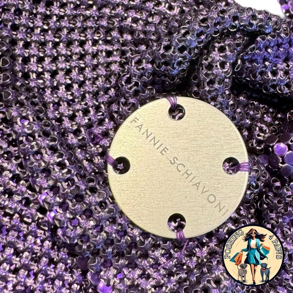 FANNIE SCHIAVONI Hailey Mesh Metallic Festival Draped Crop Top in Purple Size S - Picture 13 of 15